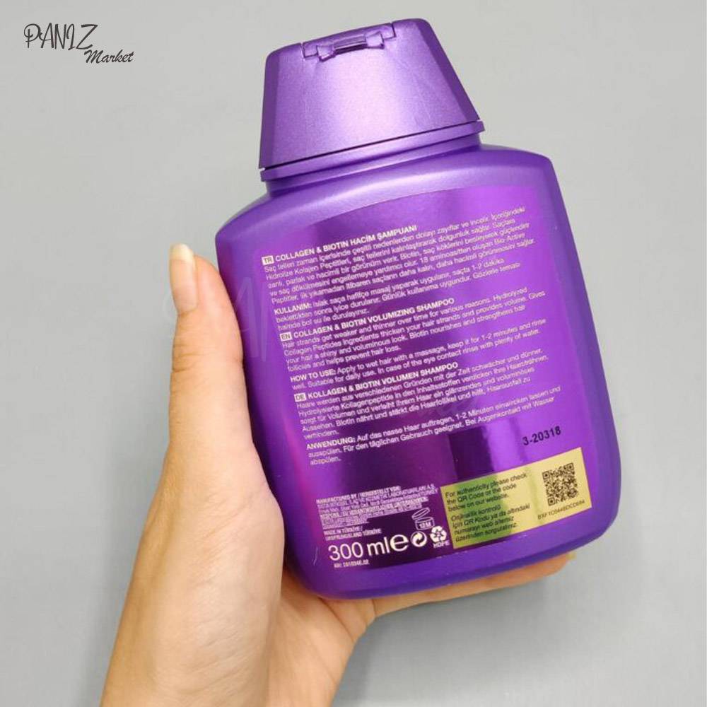شامپو گیاهی حجم دهنده و ضد ریزش مو بیوکسین BIOXCIN مدل Collagen & Biotin(300 میل)